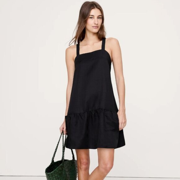 Flounce-Hem Mini Dress In Black - Picture 1 of 3